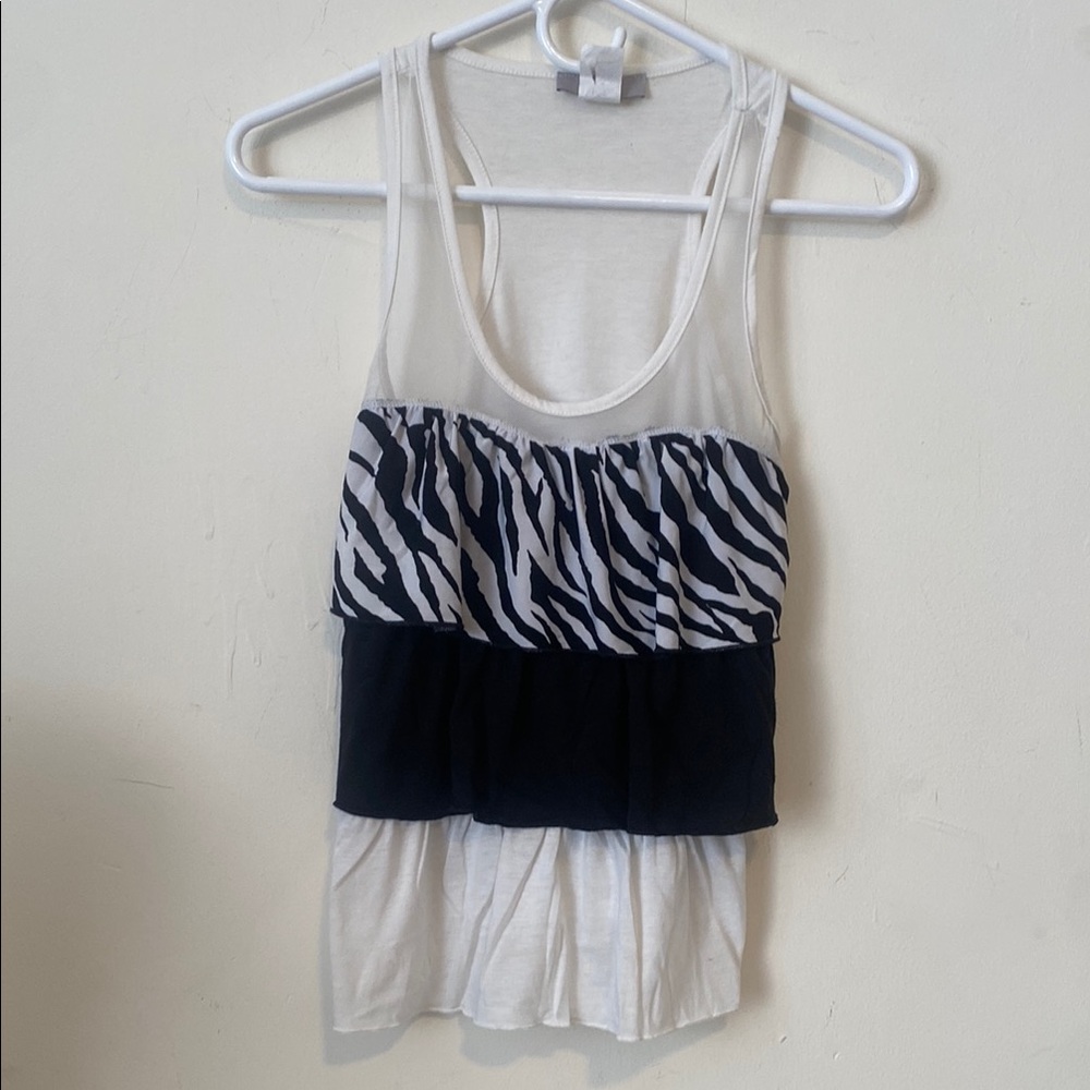 Stylish Zebra Print Layered Women's Top